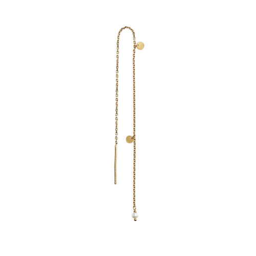 DANGLING PETIT COIN AND STONE EARRING GOLD - WHITE PEARL