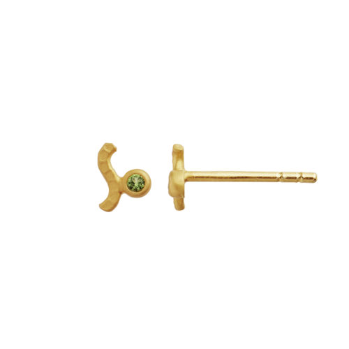 PETIT WAVE EARRING GOLD WITH STONE - OLIVE